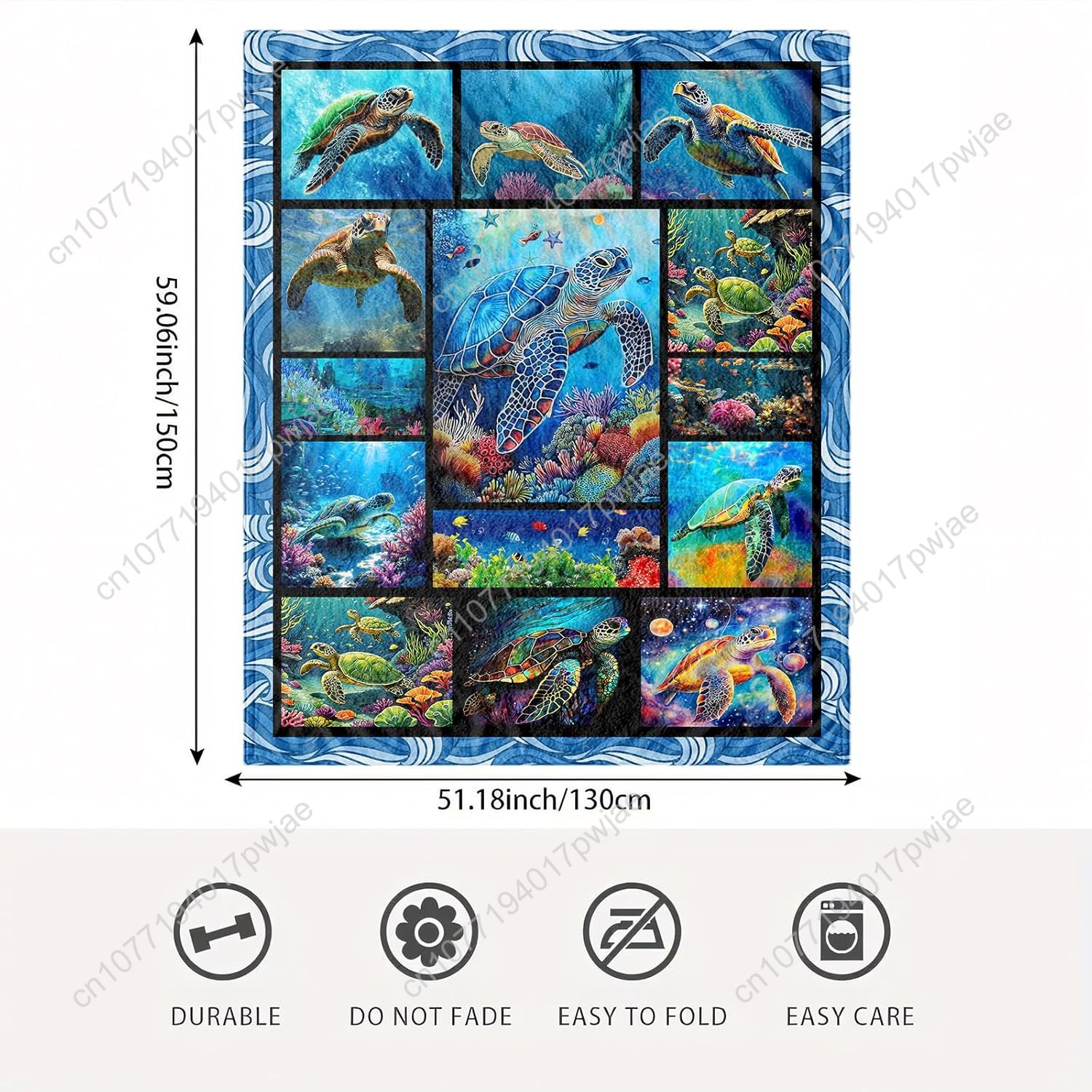 Sea Turtle Flannel Throw Blank - Quality Home Textiles recension och pris