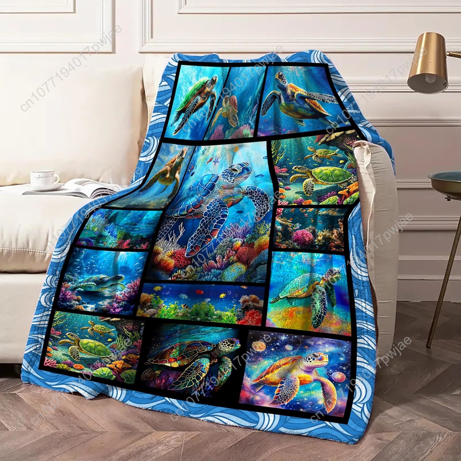 Sea Turtle Flannel Throw Blank - Quality Home Textiles recension och pris