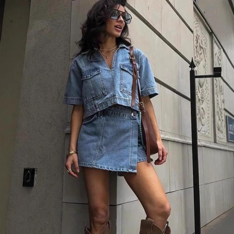 Women's 2 Piece Denim Outfits  - Quilt Cotton Summer recension och pris