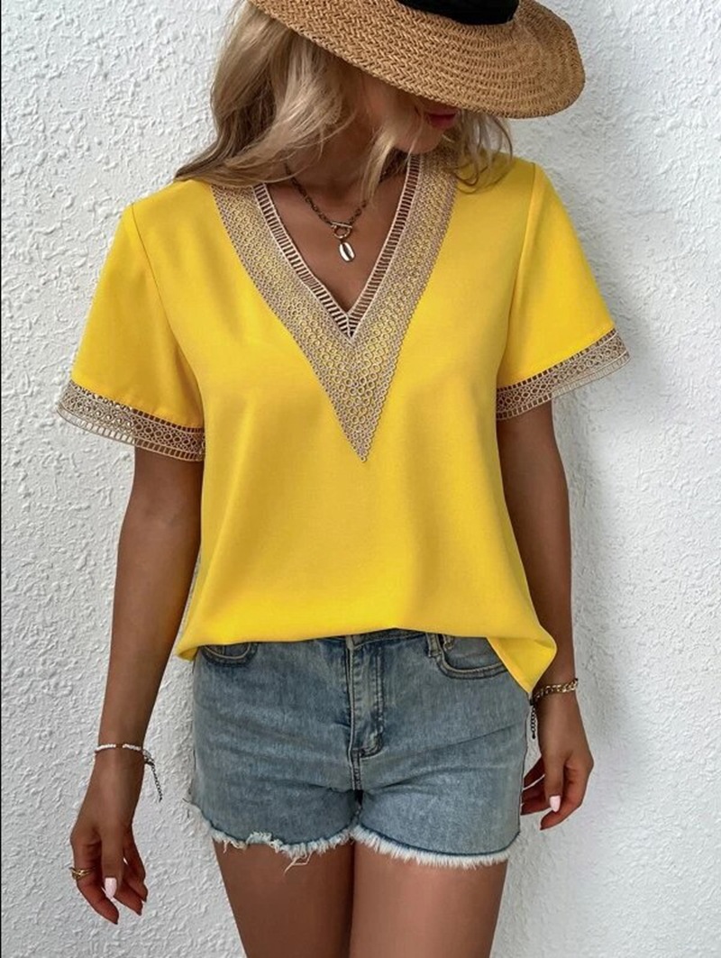 Elegant Blouse Fashion Short S - Quilt Cotton Summer recension och pris