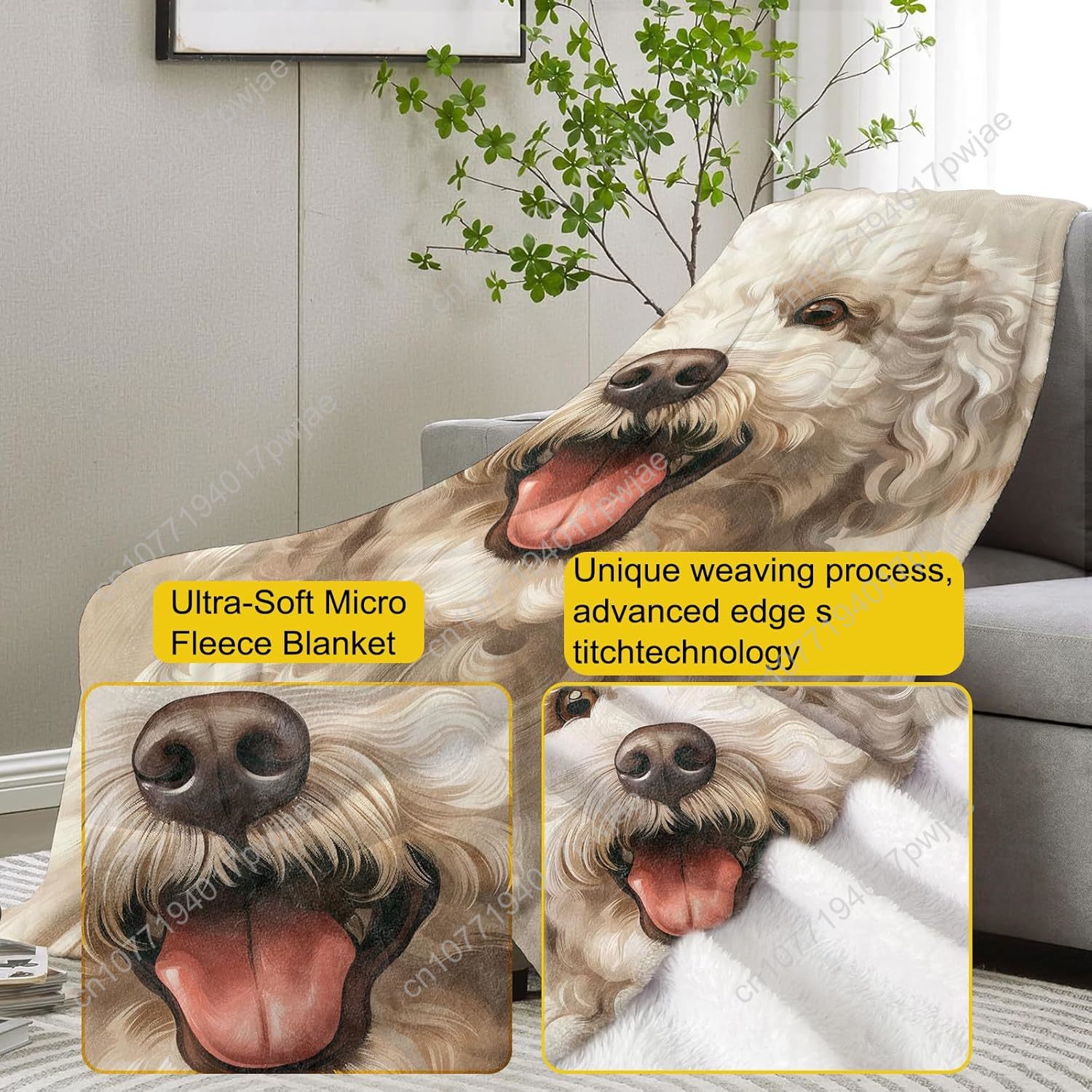 Joyful Poodle Portrait Blanket - Home Textiles Design recension och pris