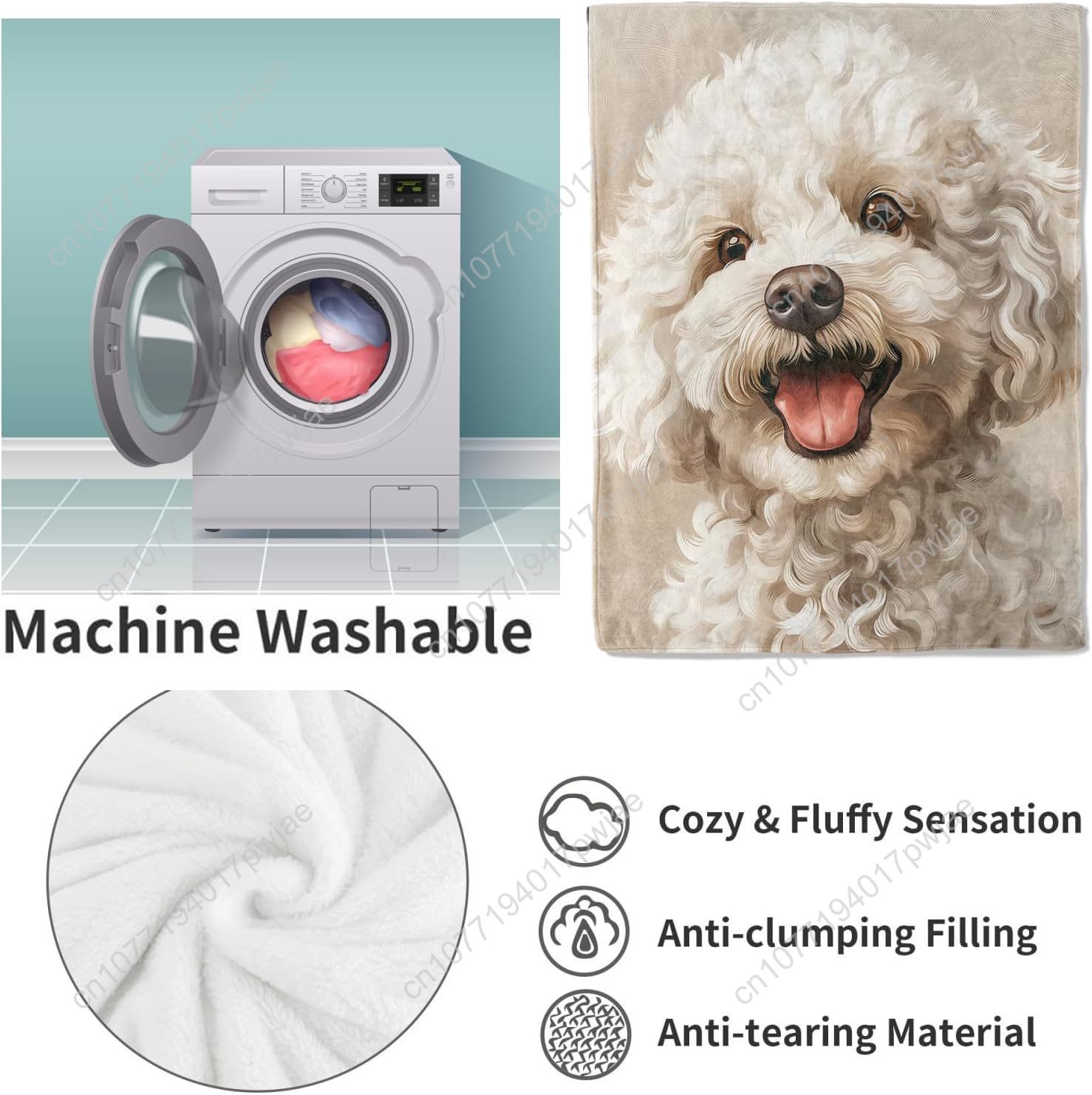 Joyful Poodle Portrait Blanket - Home Textiles Design recension och pris