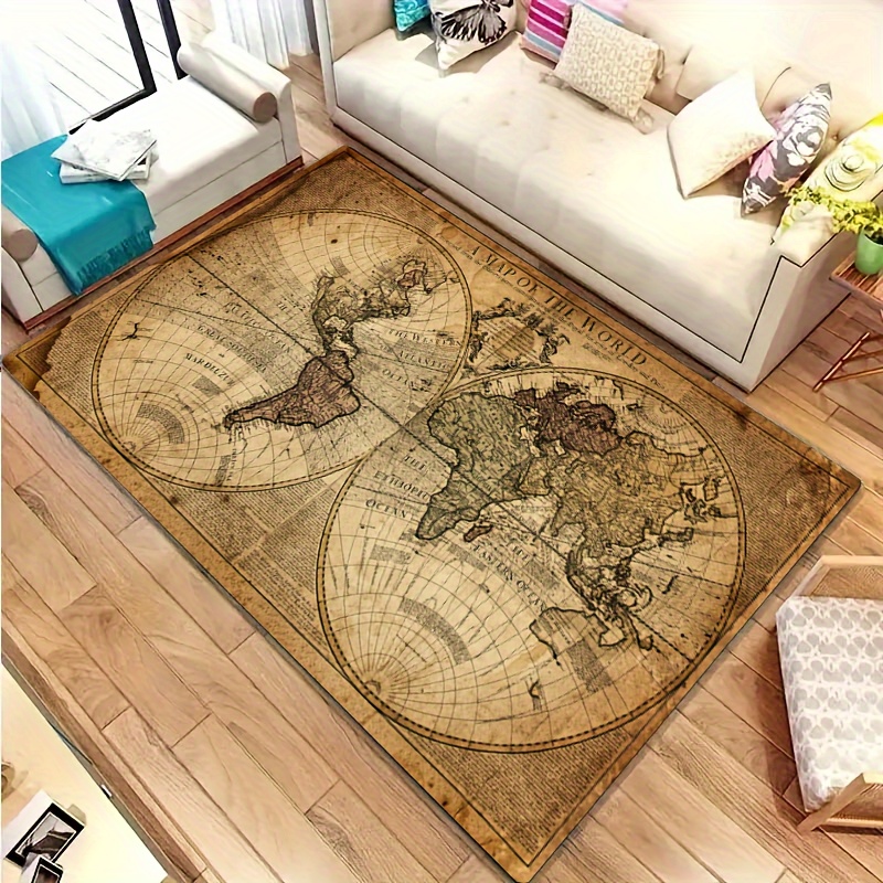 Vintage Map Design Non-Slip Fl - Home Textiles Design recension och pris