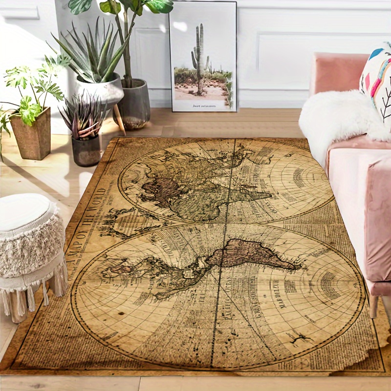 Vintage Map Design Non-Slip Fl - Home Textiles Design recension och pris